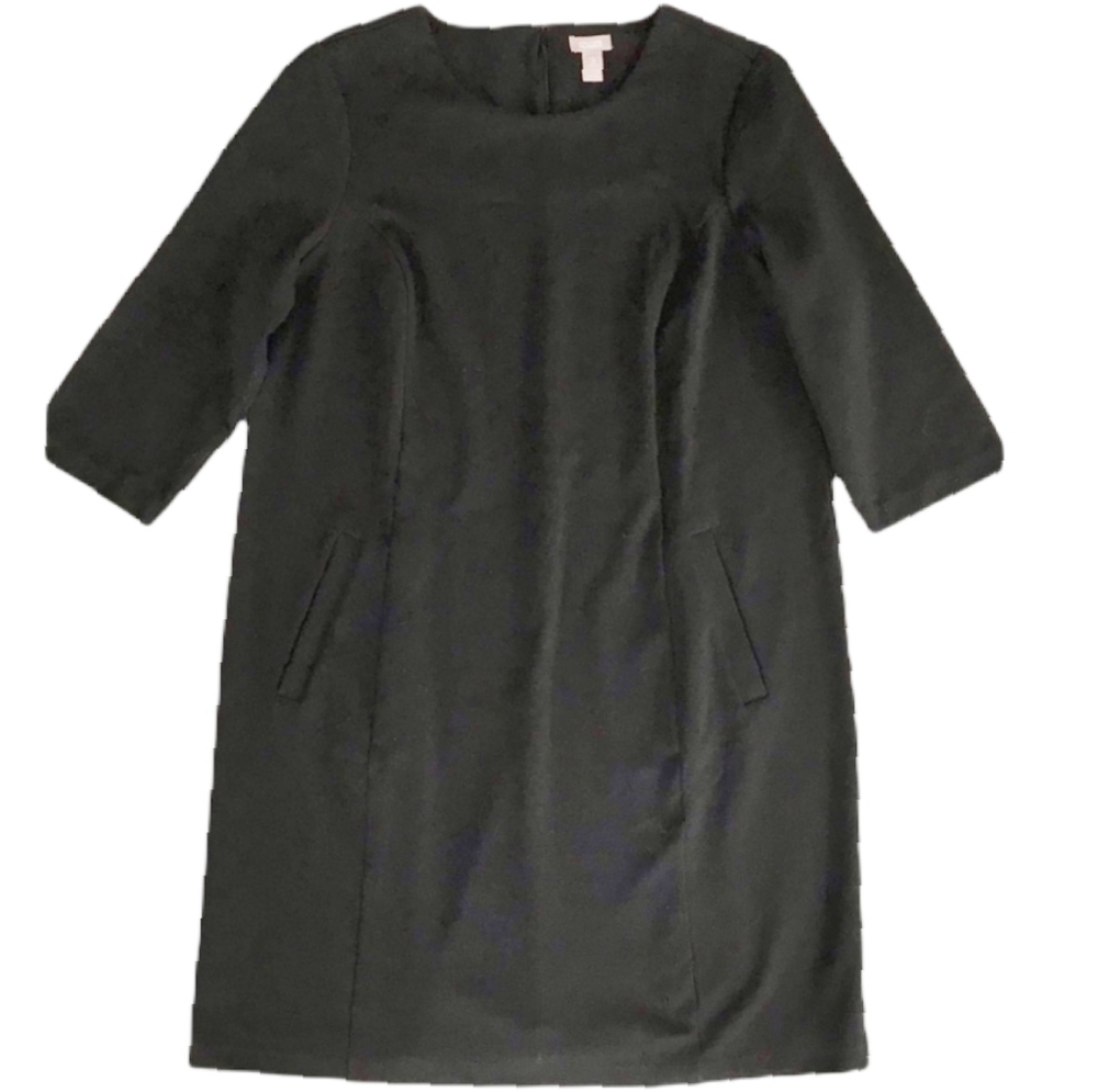 Chico's Black Stretch Ponte 3/4 Sleeve Career Dress Size 12